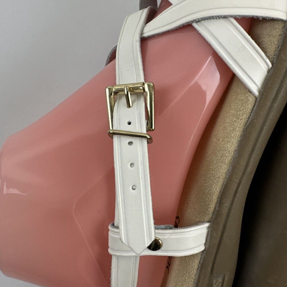 GH Bass Sunjuns Margie Sandal White Leather Strappy Flat Women 6.5 WW Extra Wide - Picture 7 of 12